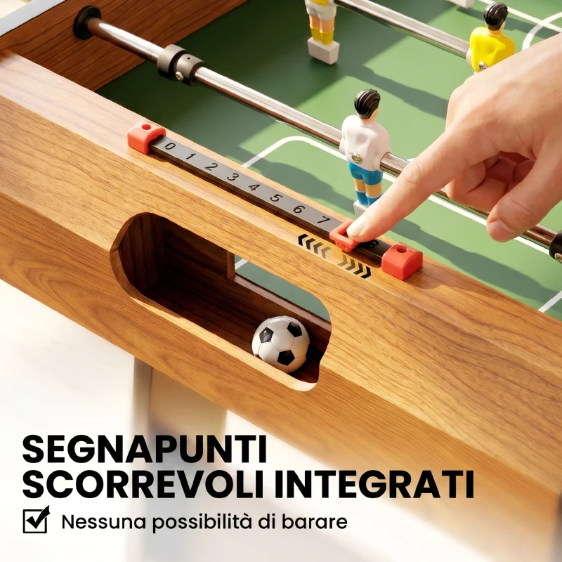 HOMCOM Mini Calcio Balilla Pieghevole, 22 Giocatori, 2 Palline, 2 Segnapunti Manuali e Maniglie Antiscivolo, Set da Gioco Freestanding per Famiglia