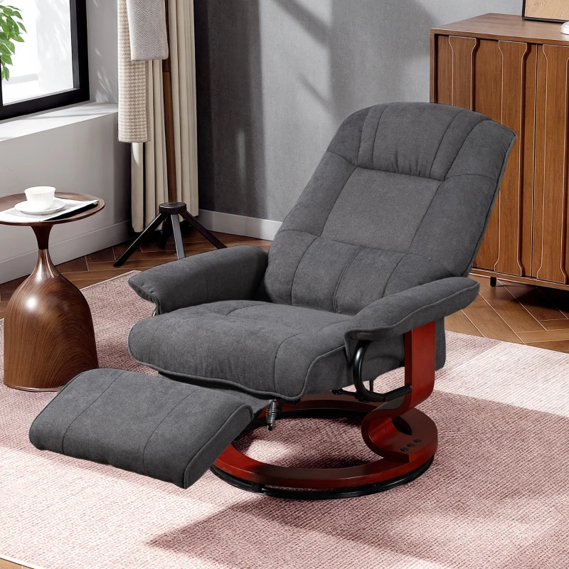 HOMCOM Reclining Swivel Chair, with Footrest - Grey