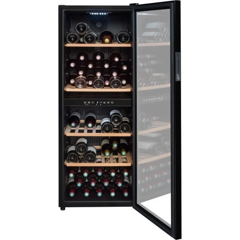Cave a vin de service - LA SOMMELIERE - SLS90DZ - 91 bouteilles - Porte vitrée réversible - Classe G - 48 x 57,5 x 128,5 cm - Noir