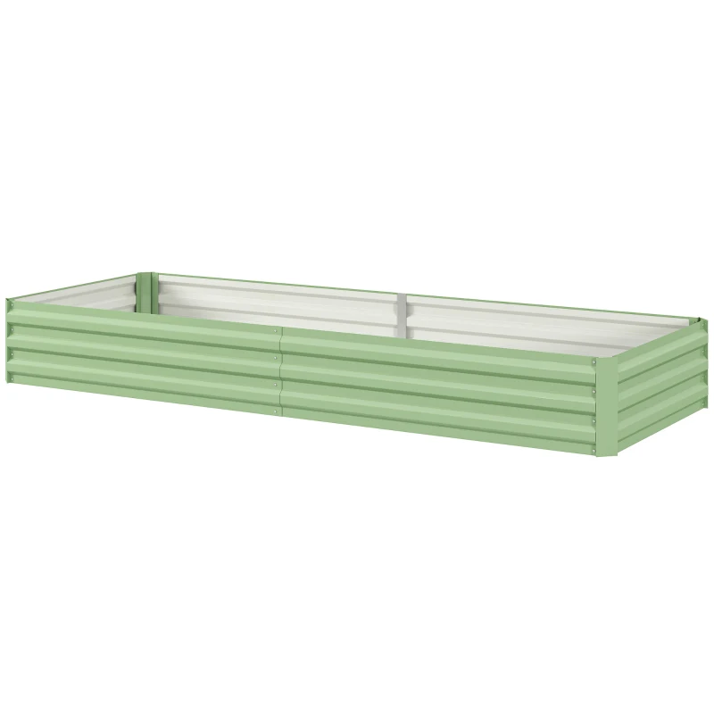 Outsunny Metal Raised Garden Bed Planter Box Outdoor Planters for Growing Flowers, Herbs, Green, Light Green