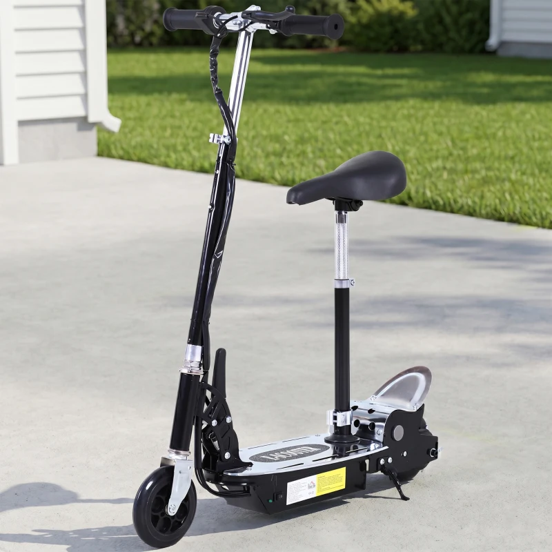 HOMCOM Foldable Powered Scooter with Adjustable Handle, Brake, Black