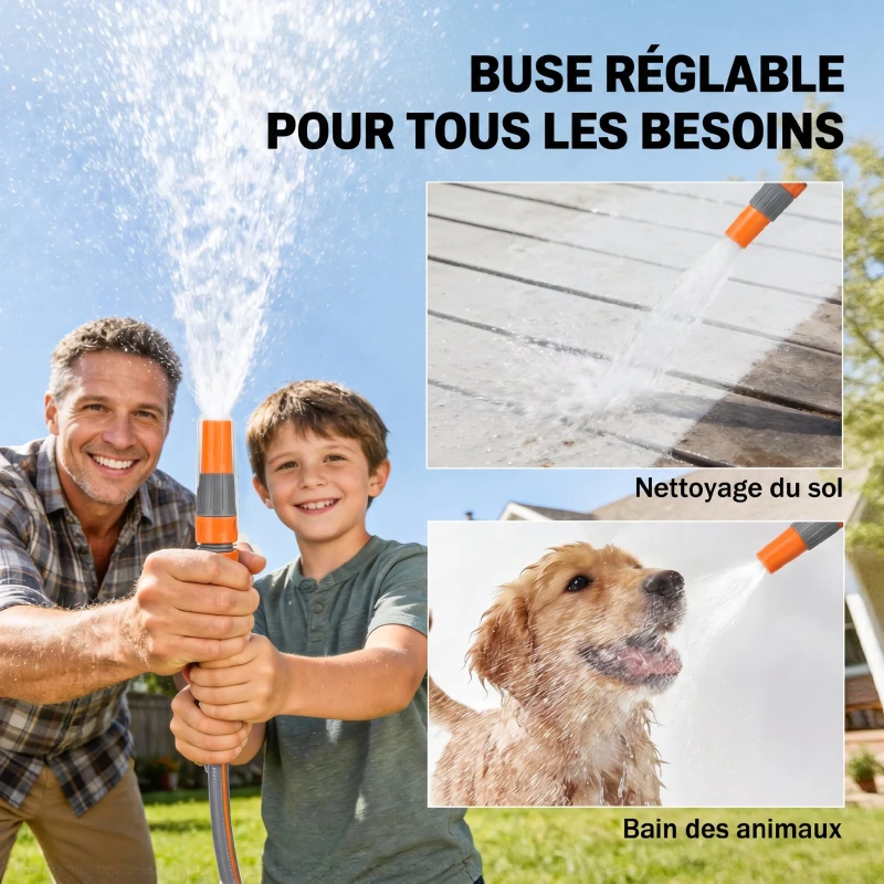Outsunny Enrouleur Tuyau Arrosage Mural 40+2 m x Ø 15mm, Dévidoir de Tuyaux d'Eau Rétractable Automatique Pivotant à 180°, Orange