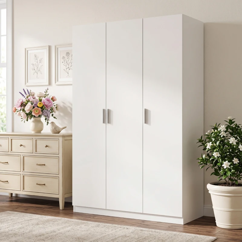 HOMCOM Armadio Guardaroba con Ripiani Regolabili e Ante Soft Close, 109x37x180 cm, Bianco