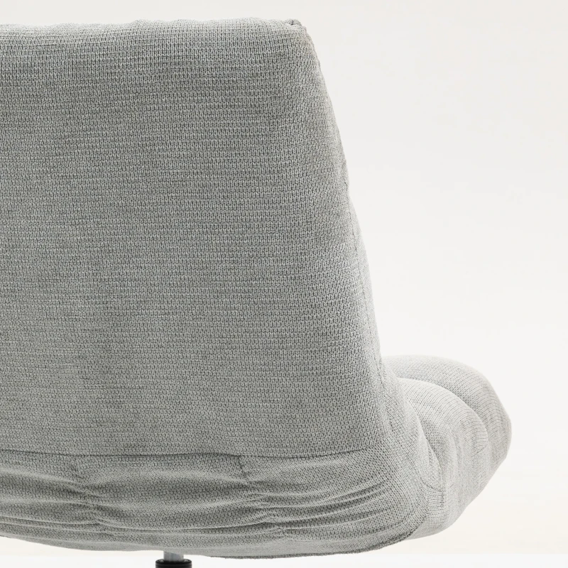 HOMCOM Fauteuil salon sans accoudoirs, chaise pivotante en tissu chenille imperméable, assise large, 75 x 95 x 90 cm gris clair