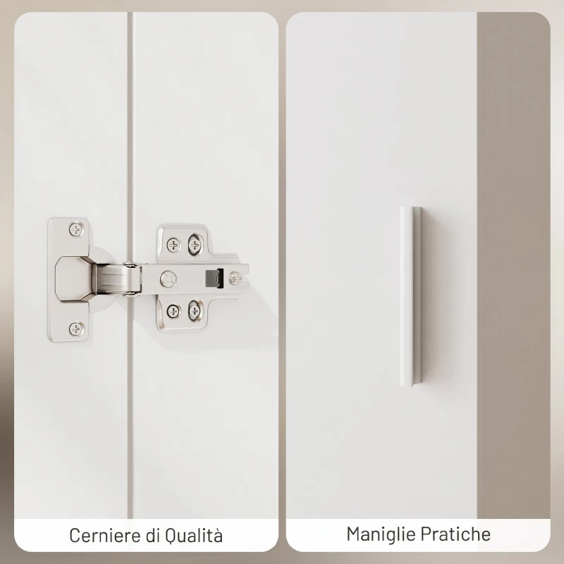 HOMCOM Armadio Con Asta Appendiabiti E Cassetto, Porta Abiti, Bianco