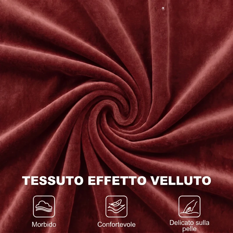 HOMCOM Poltrona da Salotto in Velluto con Ampia Seduta e Gambe in Legno di Eucalipto, Rosso Vino
