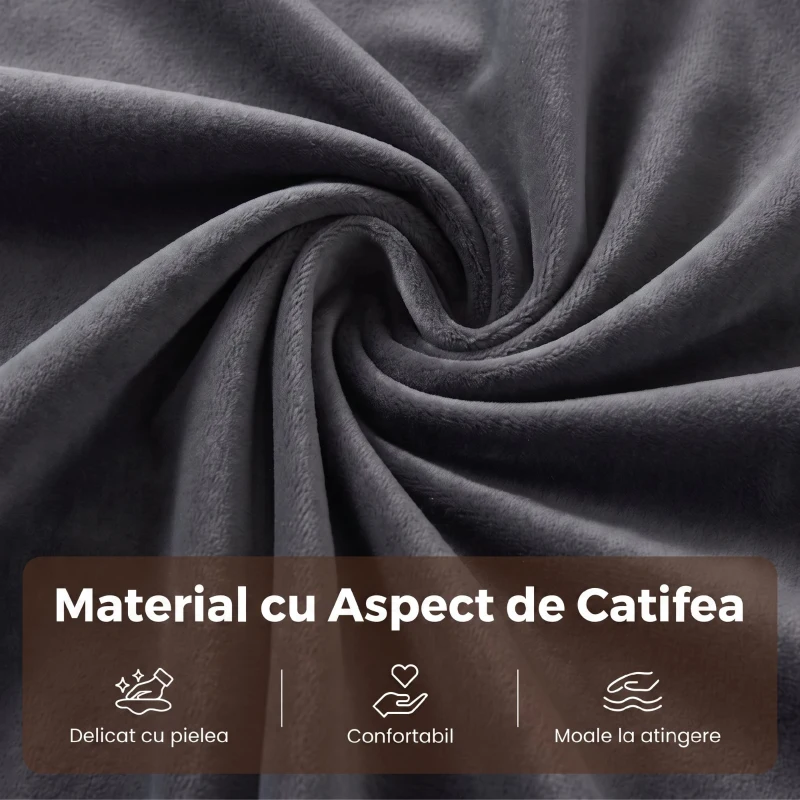 HOMCOM Fotoliu Extensibil 4 în 1 Tapițat, Rabatabil 3 Poziții, Catifea cu Roți, 73x90x83 cm, Gri Închis
