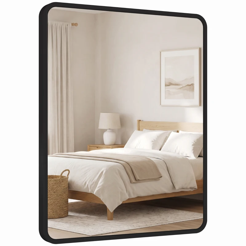 HOMCOM Rectangular Wall Mirror with HD Glass - Black