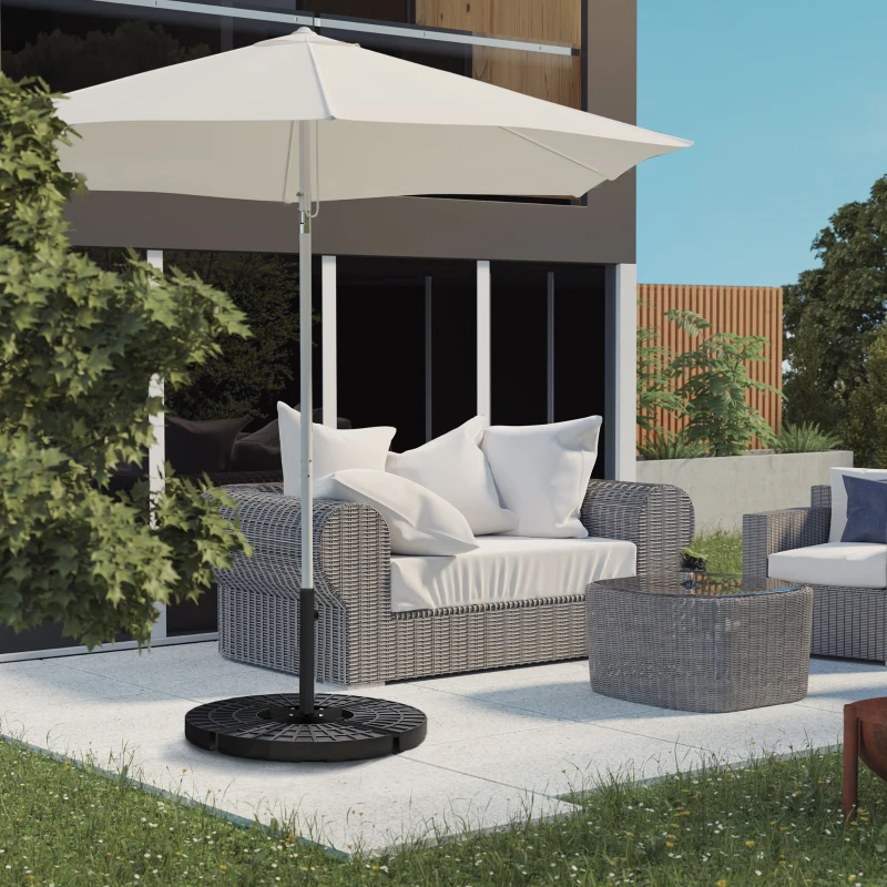 Outsunny Base per Ombrellone a Croce in Acciaio con Vite Laterale, 100x100x75 cm, Nero