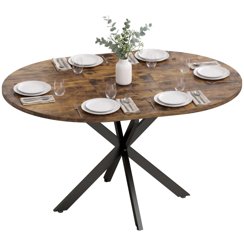 HOMCOM Mesa de Comedor Extensible para 4 a 6 Personas de Estilo Industrial con Pata de Araña Efecto Madera Marrón