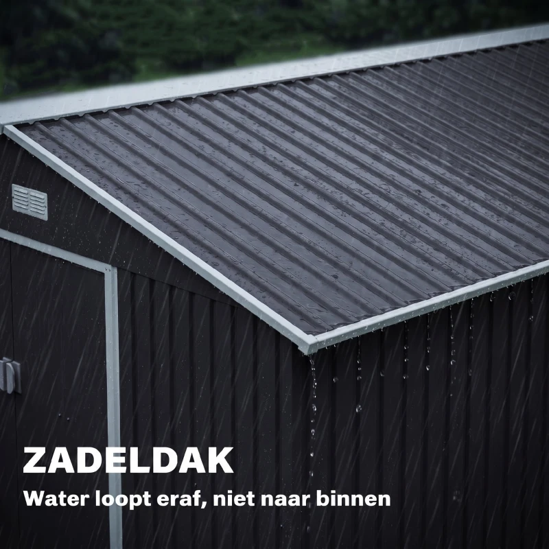 Outsunny Gereedschapsschuur met fundering 24,5 m³ gereedschapsschuur tuinhuisje stalen schuifdeur
