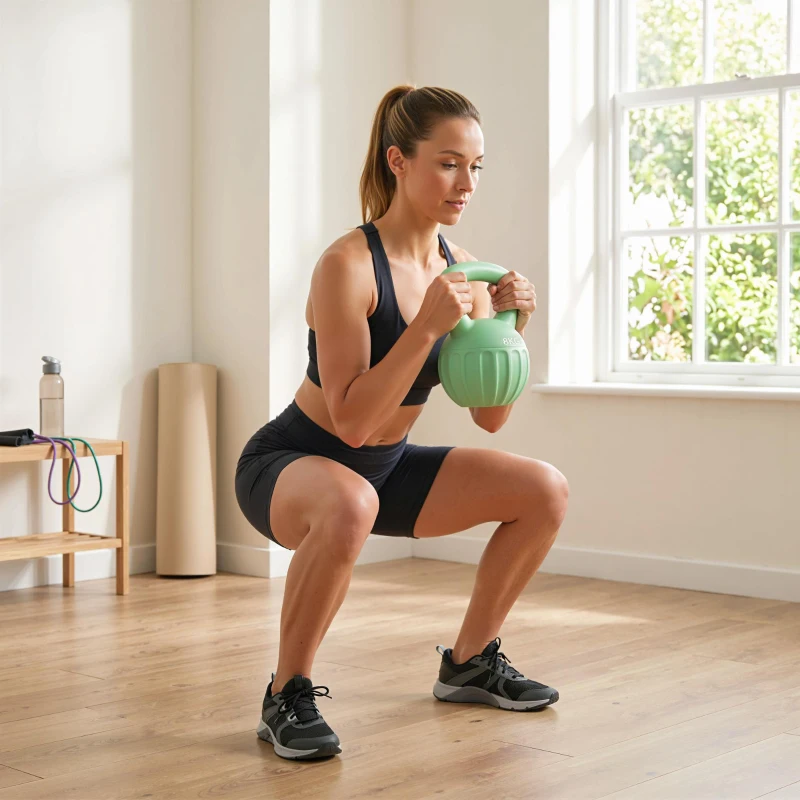 SPORTNOW Kettlebell 8 kg, Haltère avec Poignée Antidérapante, Haltère à Boule, Musculation, Entraînement, pour Gym, Vert