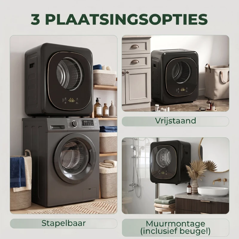 HOMCOM Condensdroger met warmtepomptechnologie, tafelmodel, maandelijkse betaling
