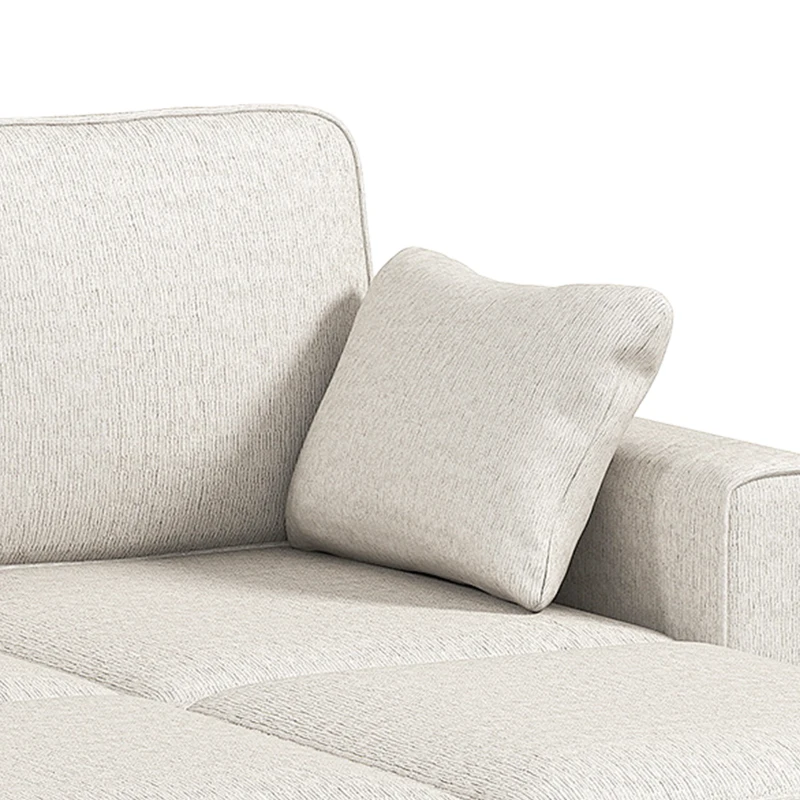 HOMCOM Sofá Esquinero Convertible de Chenilla Sofá Cama 3 Plazas Modular 225 cm con Puff de Almacenaje Beige