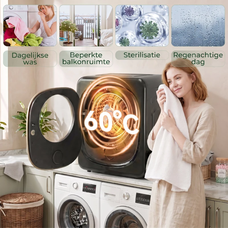 HOMCOM Condensdroger met warmtepomptechnologie, tafelmodel, maandelijkse betaling