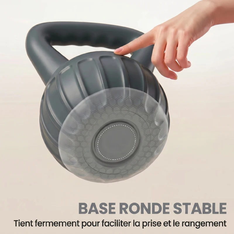 SPORTNOW Kettlebell 10 kg, Haltère avec Poignée Antidérapante, Haltère à Boule, Musculation, Entraînement, pour Gym, Gris