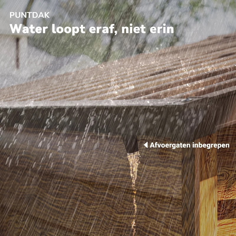 Outsunny Tuinschuur, gereedschapsschuur, tuinhuis met ramen, weerbestendig, houtlook, staal, 152 x 235,7 x 208,7 cm, Bruin