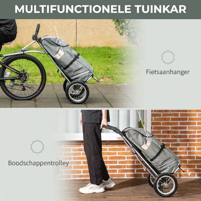 HOMCOM 2-in-1 bagageaanhanger, fietskar, 12 inch, luchtbanden, 24,3 kg max.(m-4)
