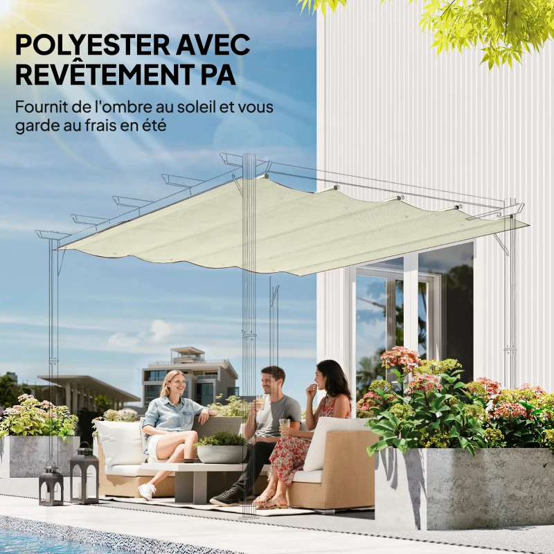 Outsunny Toile de toit de rechange pour pergola toile de remplacement protection solaire Anti-UV 30+ pour pergola de 3 x 2 m