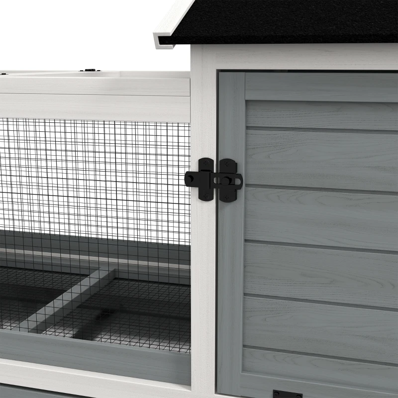 PawHut Konijnenhok, Kleine Dierenhok voor Dwergkonijnen, Cavia's, met Wielen, 108 x 58 x 73,5 cm, Grijs(m-7)