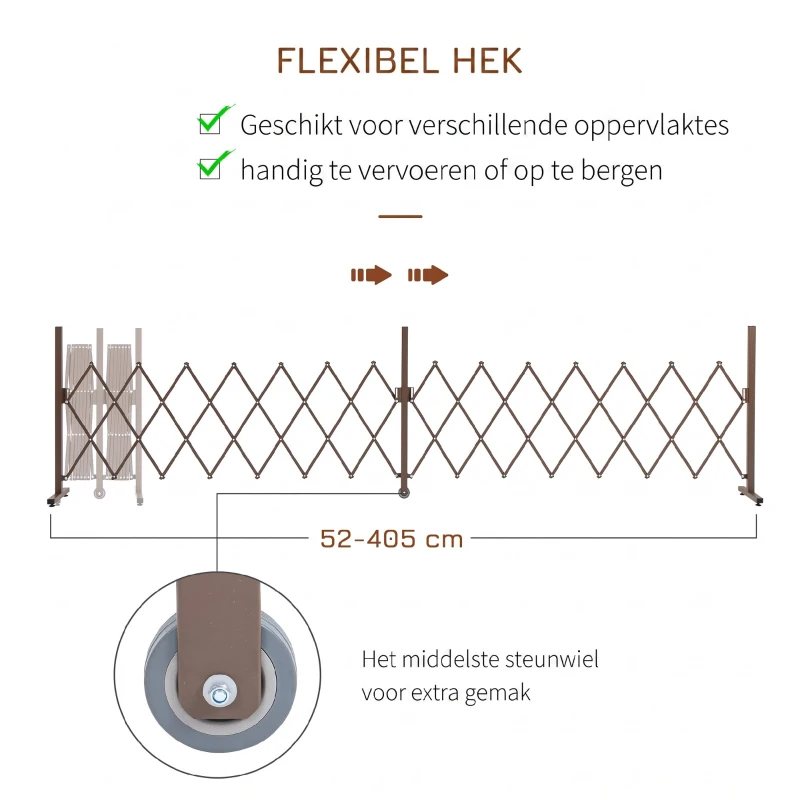 Outsunny flexibel Hekwerk, 52 cm en 405 cm, aluminium, Donkerbruin(m-5)