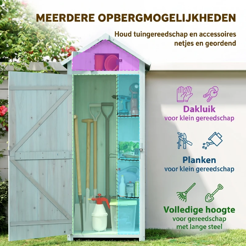 Outsunny Houten Tuinhuis Kleine Tuinkast 77 cm Opbergkast Tuin, Houten, Blauw