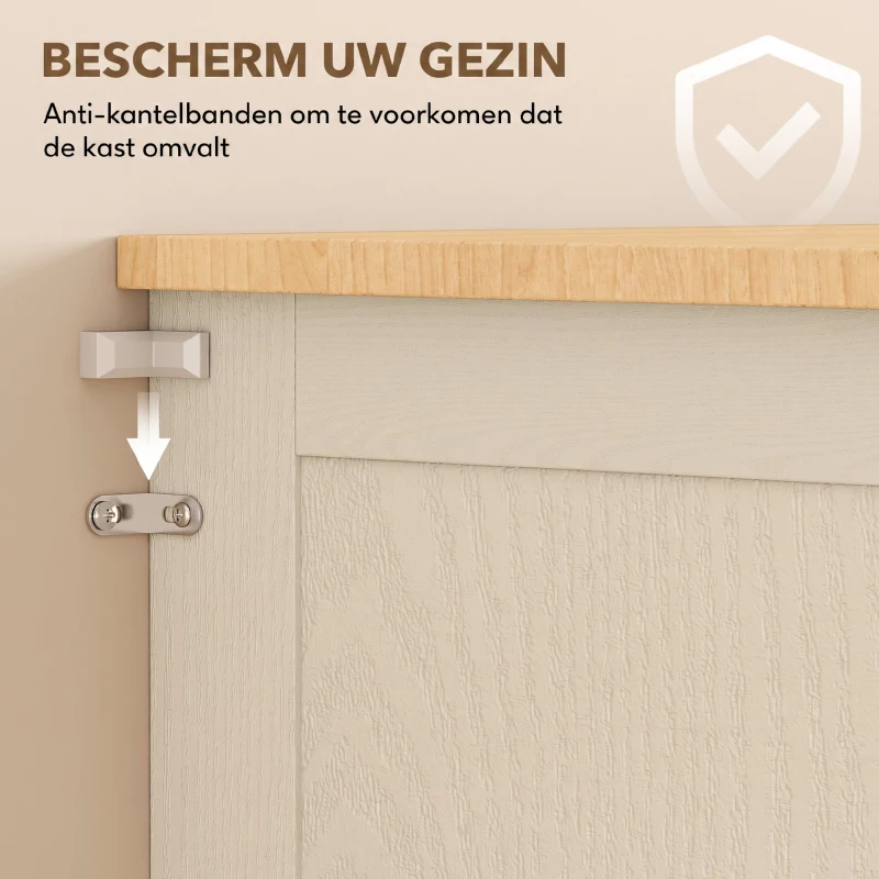 HOMCOM Vrijstaande Keukenkast, 5-lagen Voorraadkast met Verstelbare Planken en Lade voor Woonkamer, Eetkamer