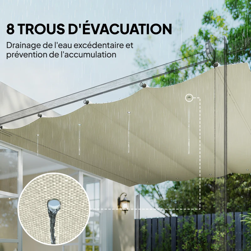 Outsunny Toile de toit de rechange pour pergola toile de remplacement protection solaire Anti-UV 30+ pour pergola de 3 x 2 m