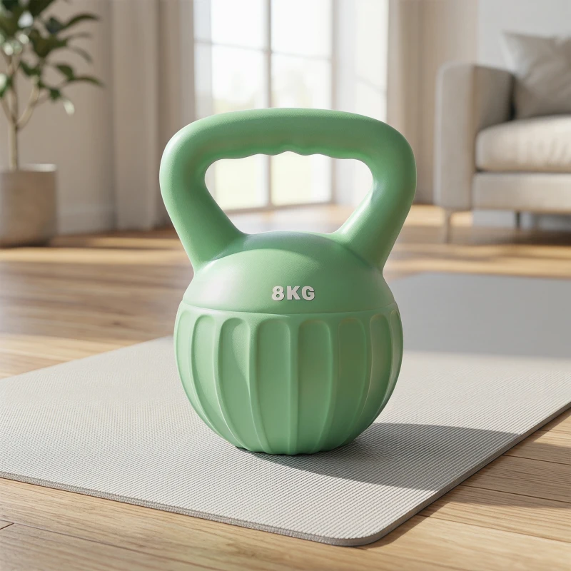 SPORTNOW Kettlebell 8 kg, Haltère avec Poignée Antidérapante, Haltère à Boule, Musculation, Entraînement, pour Gym, Vert