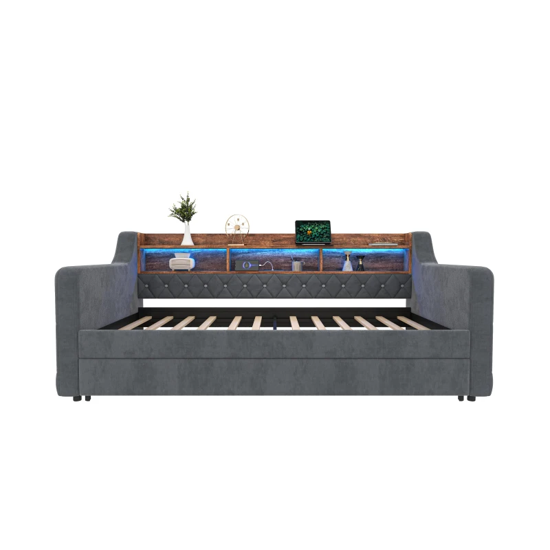 Space-Saving Sofa Bed with Pull-Out Bed, Versatile Sleeper Couch for Bedrooms, Guest Rooms, or Youth Rooms, 201L x 107W x 75H cm, Dark Gray