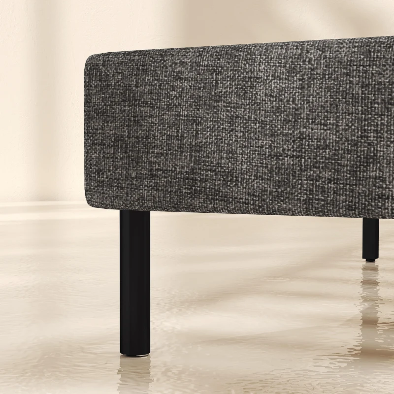 HOMCOM Estructura de Cama 140x190 cm con Somier y Cabecero Ajustable Tapizada en Lino con Almacenamiento Inferior Gris