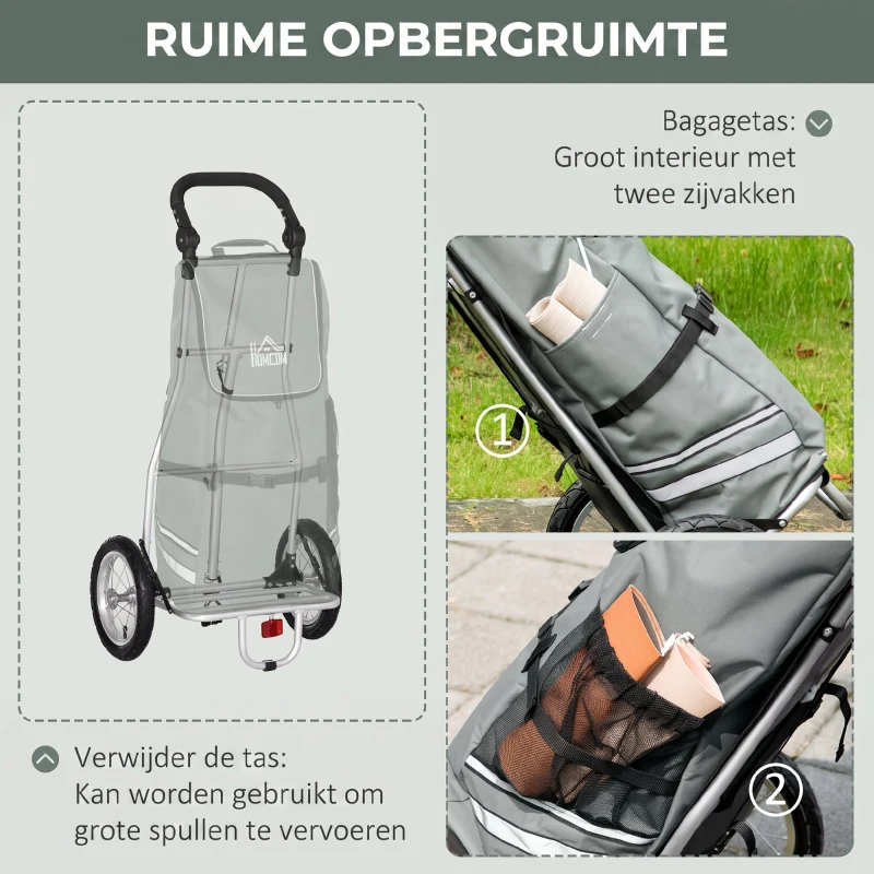 HOMCOM 2-in-1 bagageaanhanger, fietskar, 12 inch, luchtbanden, 24,3 kg max.(m-6)