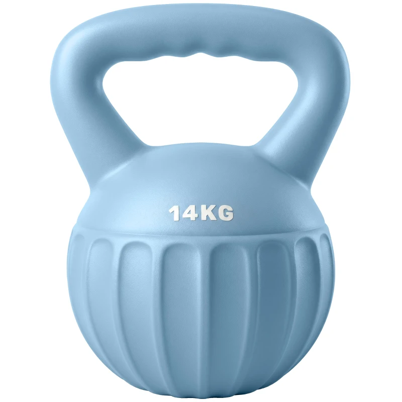SPORTNOW Kettlebell 14 kg, haltère avec poignée Antidérapante, haltère à boule, musculation, entraînement, pour gym, bleu