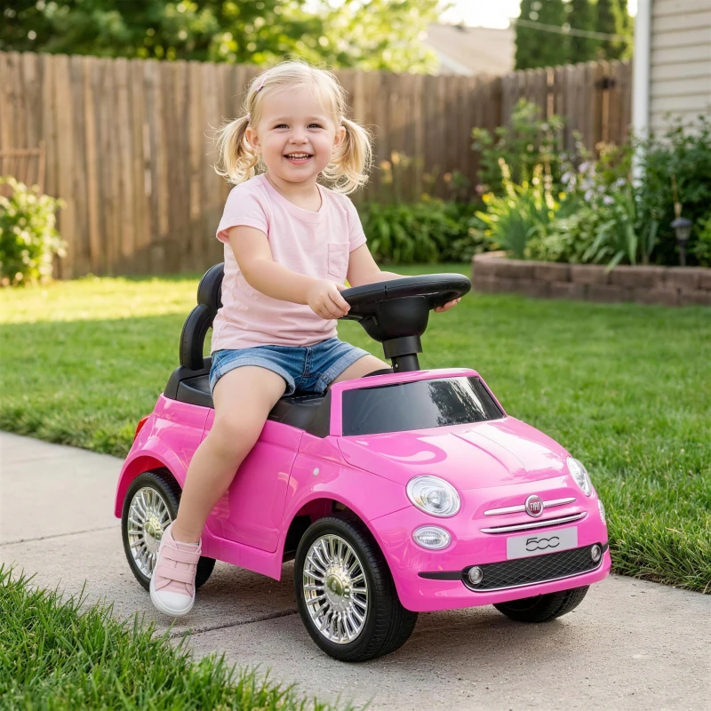 AIYAPLAY Rutschauto für Kinder 12-36 Monate Fiat-Lizenz mit Musik, Hupe und Staufach unter dem Sitz aus PP, Rosa
