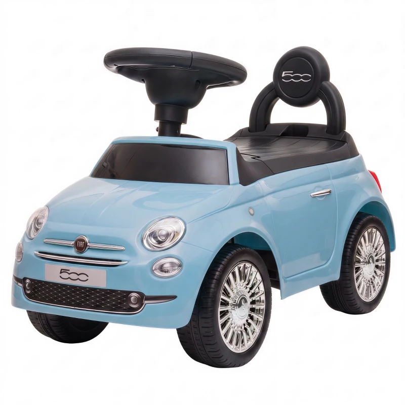 AIYAPLAY Voiture à pousser pour enfants 12-36 mois Licence Fiat avec musique, klaxon et coffre sous-siège en PP, Bleu