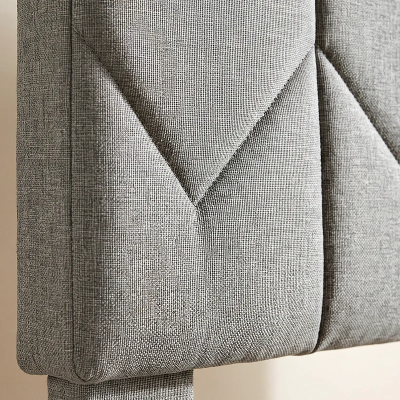 HOMCOM Marco de Cama 140x190 cm con Somier y Cabecero Ajustable Cama Doble Acolchada en Lino con Almacenamiento Inferior Gris