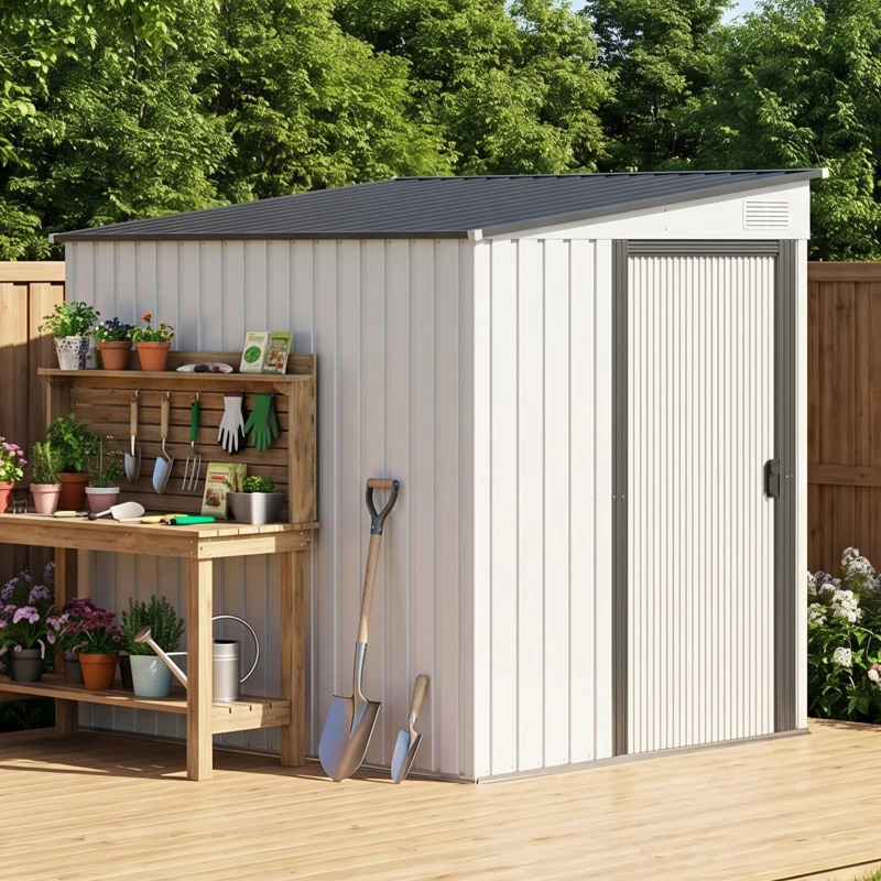 Outsunny Metalen tuinberging 2,81m² 154x206,5x181 cm met pultdak en fundament(m-14)