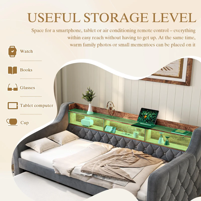 Space-Saving Sofa Bed with Pull-Out Bed, Versatile Sleeper Couch for Bedrooms, Guest Rooms, or Youth Rooms, 201L x 107W x 75H cm, Dark Gray