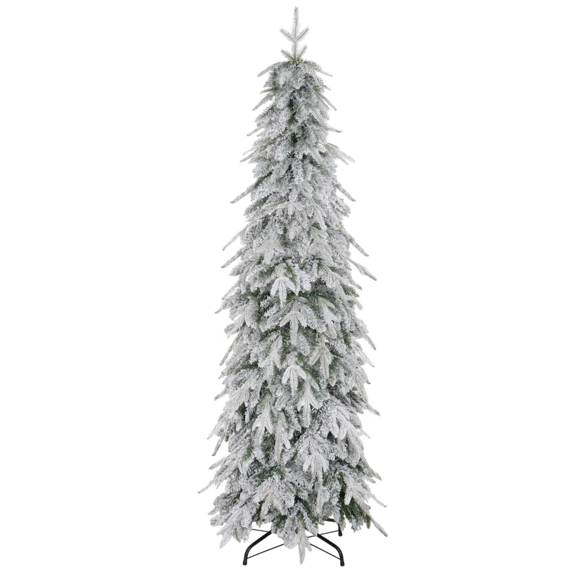 HOMCOM Brad de Crăciun artificial 180 cm, cu aspect natural, 600 de crenguțe dense, zăpadă artificială, deschidere automată