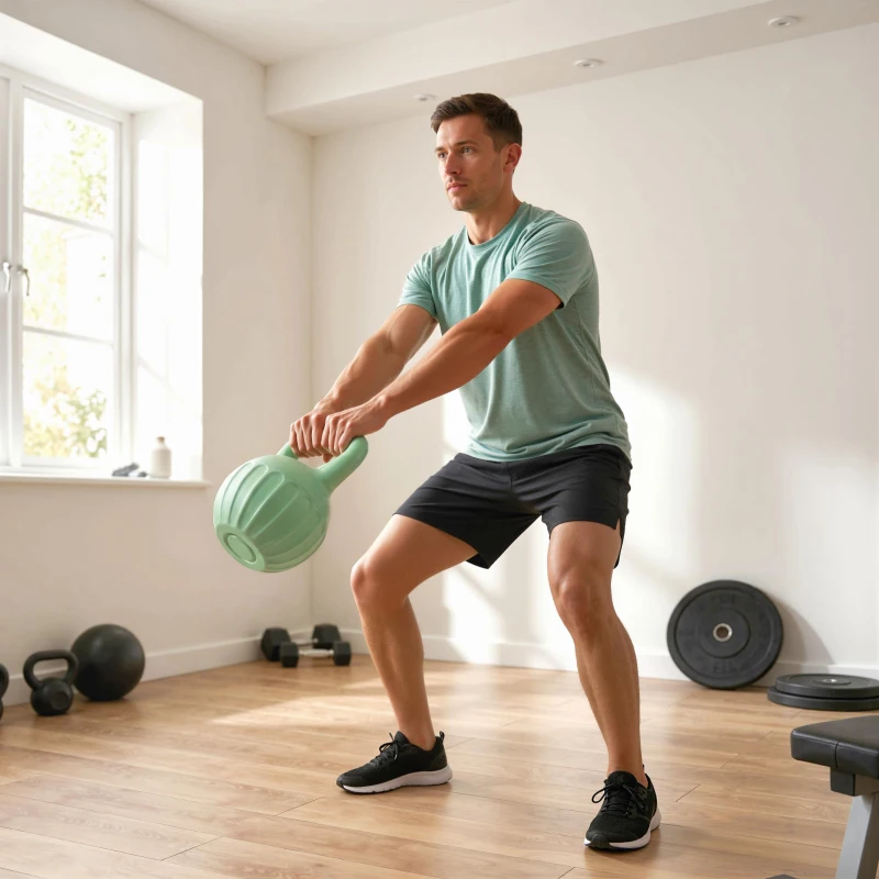 SPORTNOW Kettlebell 8 kg, Haltère avec Poignée Antidérapante, Haltère à Boule, Musculation, Entraînement, pour Gym, Vert