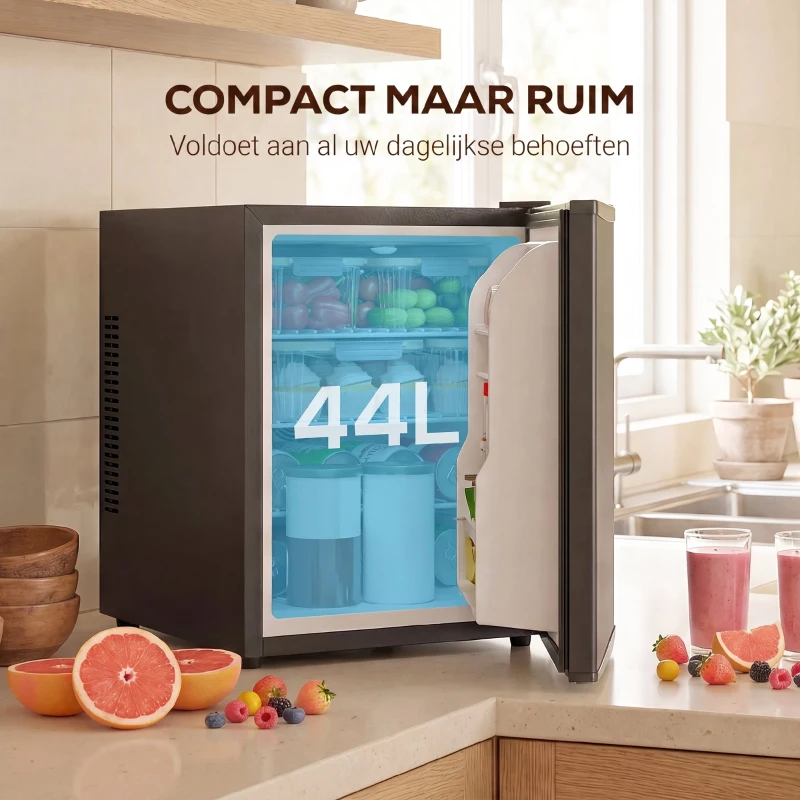 HOMCOM Mini-koelkast 44 L/46 blikken Kleine koelkast met instelbare thermostaat 43 x 51 x 51,3 cm, Zwart