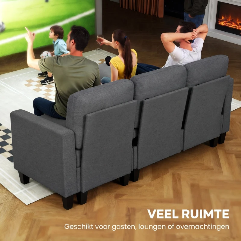 HOMCOM Hoekbank met slaapfunctie en opbergruimte, L-vormige slaapbank met chaise longue en verstelbare rugleuning voor de woonkamer