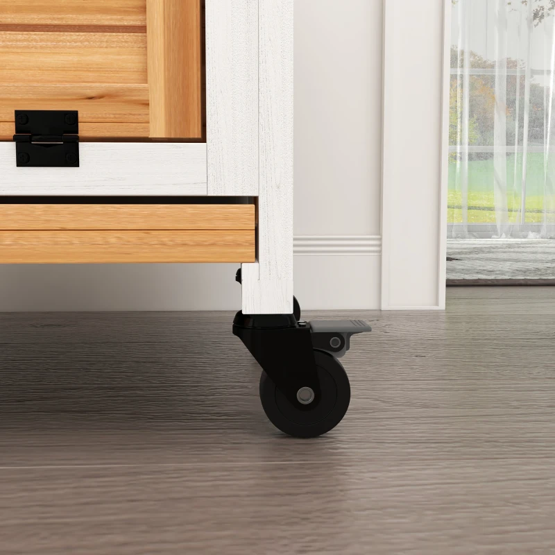 PawHut Konijnenhok voor Dwergkonijnen, Cavia's, met Wielen, 108 x 58 x 73,5 cm, Geel(m-8)