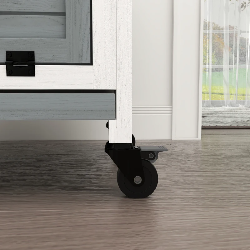 PawHut Konijnenhok, Kleine Dierenhok voor Dwergkonijnen, Cavia's, met Wielen, 108 x 58 x 73,5 cm, Grijs(m-8)