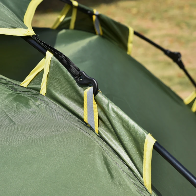 Outsunny Dubbele tent familietent Quick-Up tent 2 volwassenen + 1 kind camping waterdicht