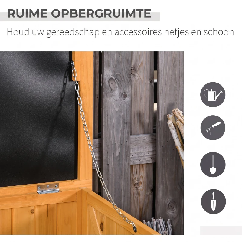 Outsunny Tuinkast gereedschapsschuur waterbestendig vurenhout groot geel
