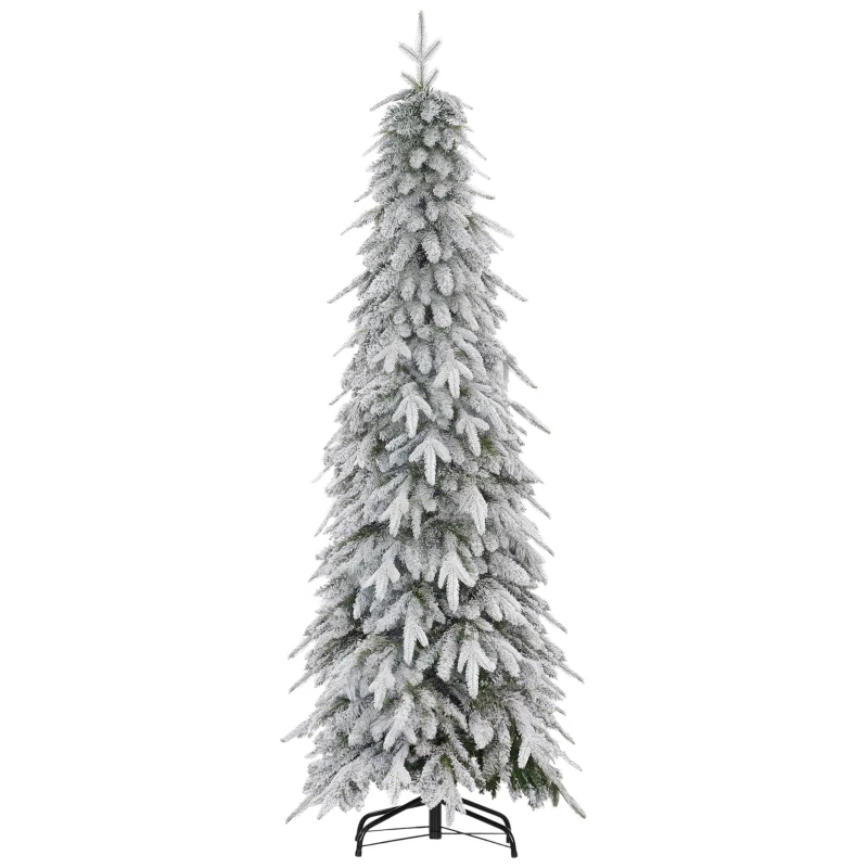 HOMCOM Brad de Crăciun artificial 180 cm, cu aspect natural, 600 de crenguțe dense, zăpadă artificială, deschidere automată