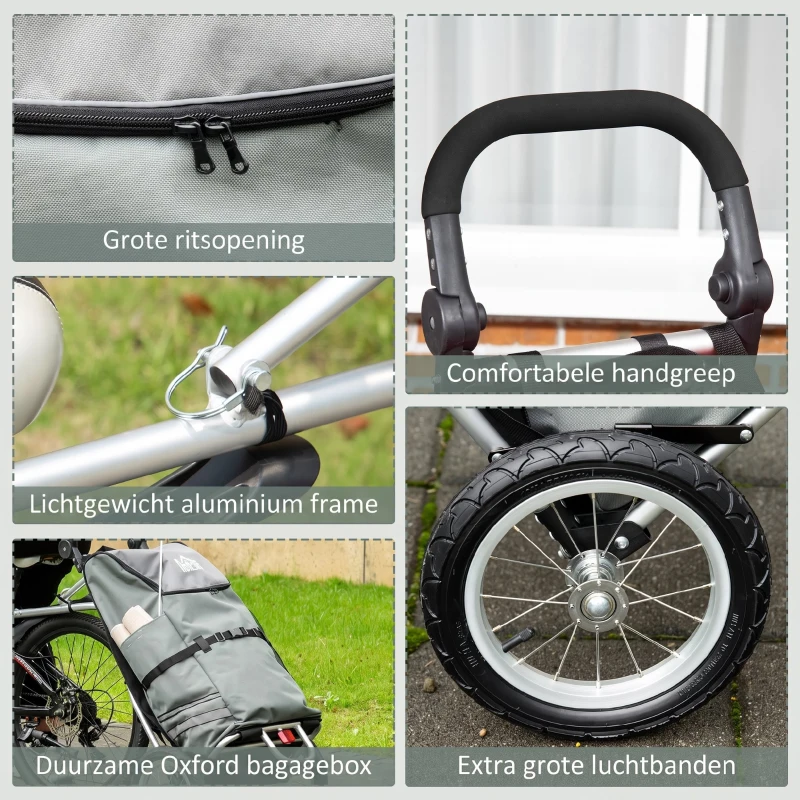 HOMCOM 2-in-1 bagageaanhanger, fietskar, 12 inch, luchtbanden, 24,3 kg max.(m-8)