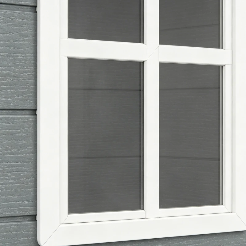 Outsunny Tuinschuur, Kunststof Tuinhuis met Vloer, Venster, Vergrendelbare Deuren, voor Tuin, 131B x 186D x 198H cm, Grijs