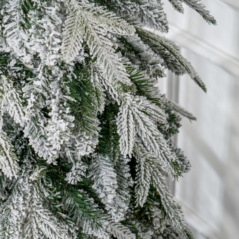 HOMCOM Árvore de Natal artificial 180 cm, parecendo real, com 600 ramos densos, neve artificial, abertura automática